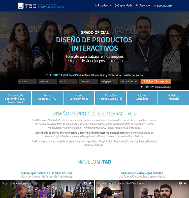 Landing page en campañas de captación